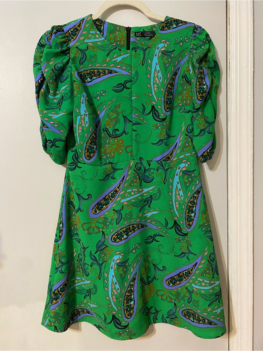 {Zara} Green Paisley Print Dress ~ Size Medium - Picture 3 of 16